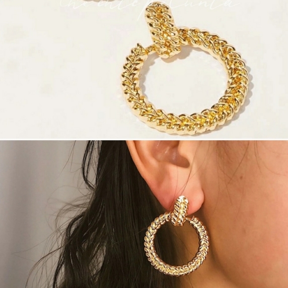 Source Unknown Jewelry - Braided gold hoop Fashion  earrings